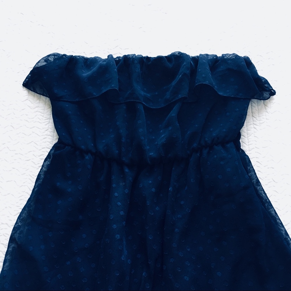 Rhapsody Dark Blue Sheer Layered Sleeveless Dress - Picture 2 of 4